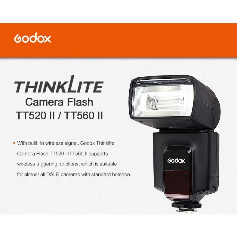 Godox TT520II 433MHZ Wireless 1/300s-1/2000s HSS Flash Speedlite Camera Top Fill Light for Canon / N