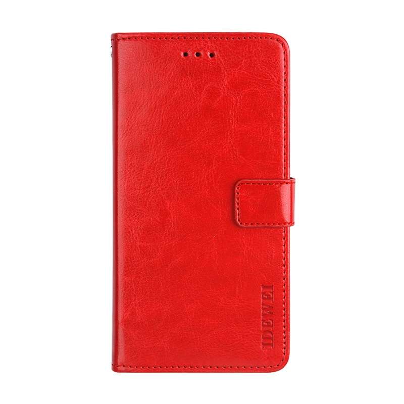 For Lenovo K12 Pro idewei Crazy Horse Texture Horizontal Flip Leather Case with Holder & ... (Red)