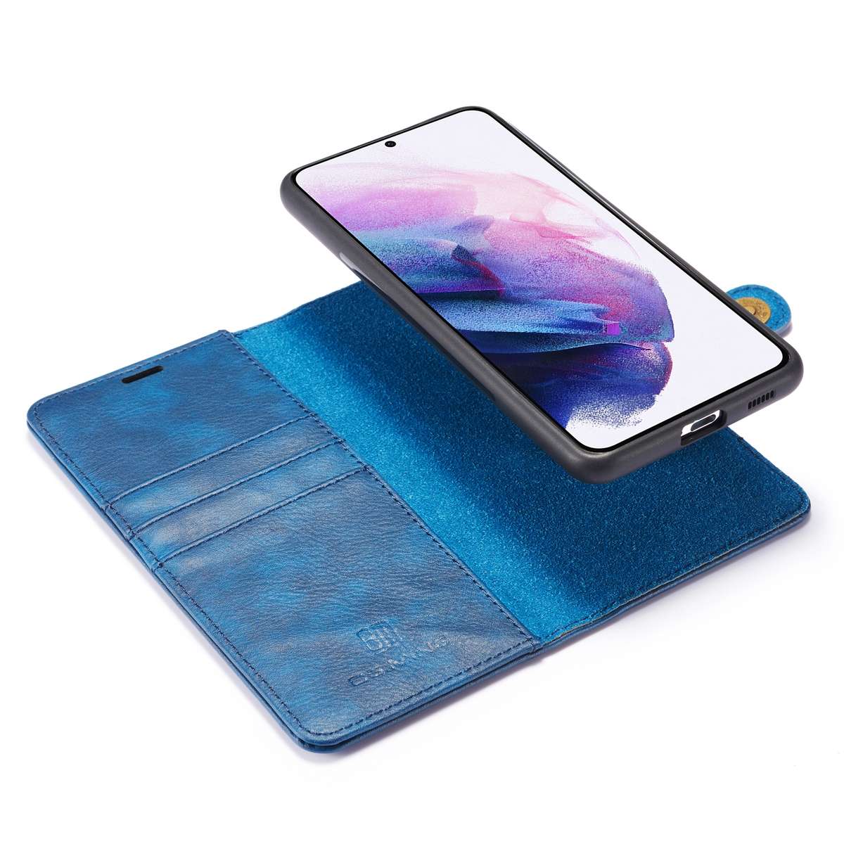 For Samsung Galaxy S21 5G DG.MING Crazy Horse Texture Flip Detachable Magnetic Leather ... (Blue)