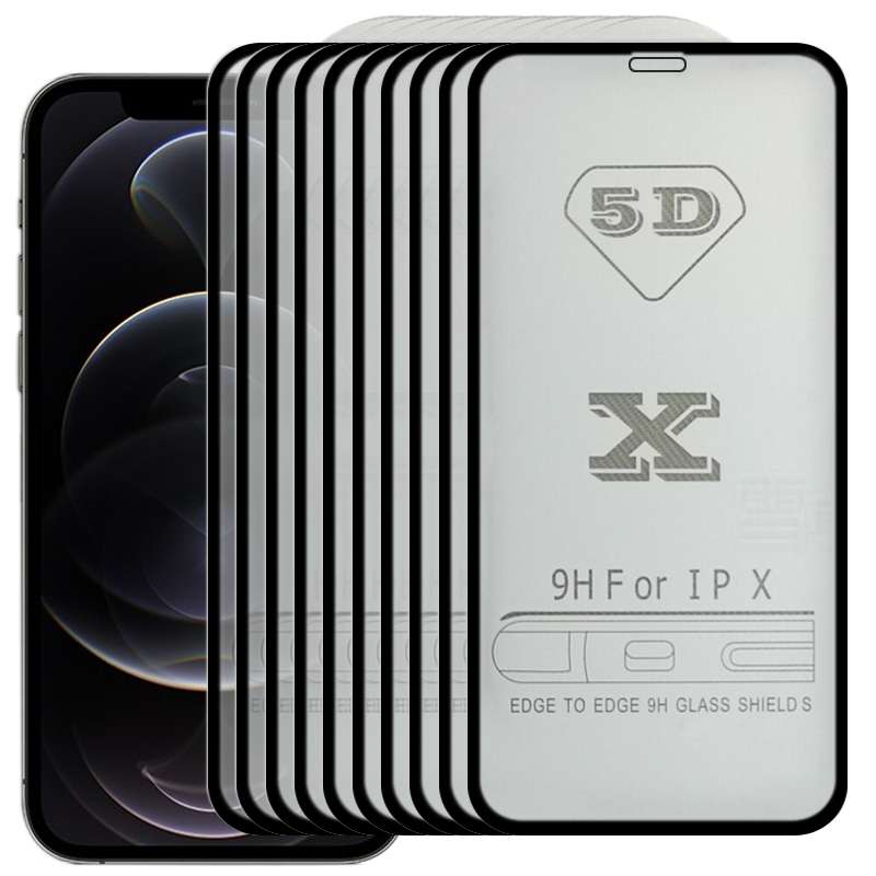 For iPhone 12 / 12 Pro 25pcs 9H 5D Full Glue Full Screen Tempered Glass Film(Black)