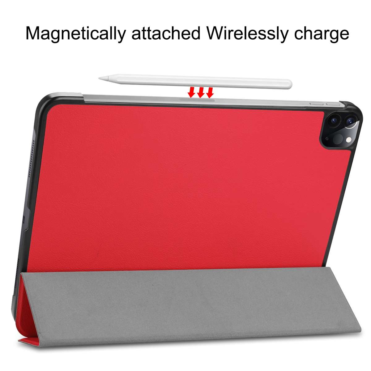 For iPad Air 13 2024 / Pro 12.9 2022 Custer Texture 3-folding Smart Leather Tablet Case(Red)