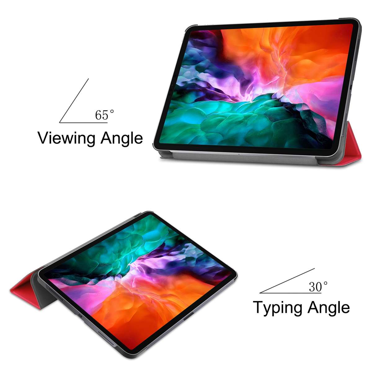 For iPad Air 13 2024 / Pro 12.9 2022 Custer Texture 3-folding Smart Leather Tablet Case(Red)