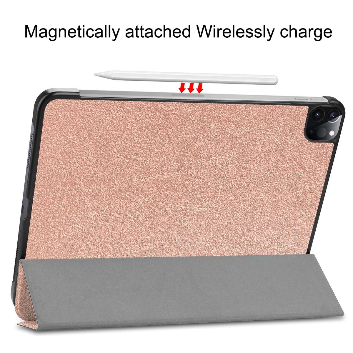 For iPad Air 13 2024 / Pro 12.9 2022 Custer Texture 3-folding Smart Leather Tablet Case(Rose Gold)