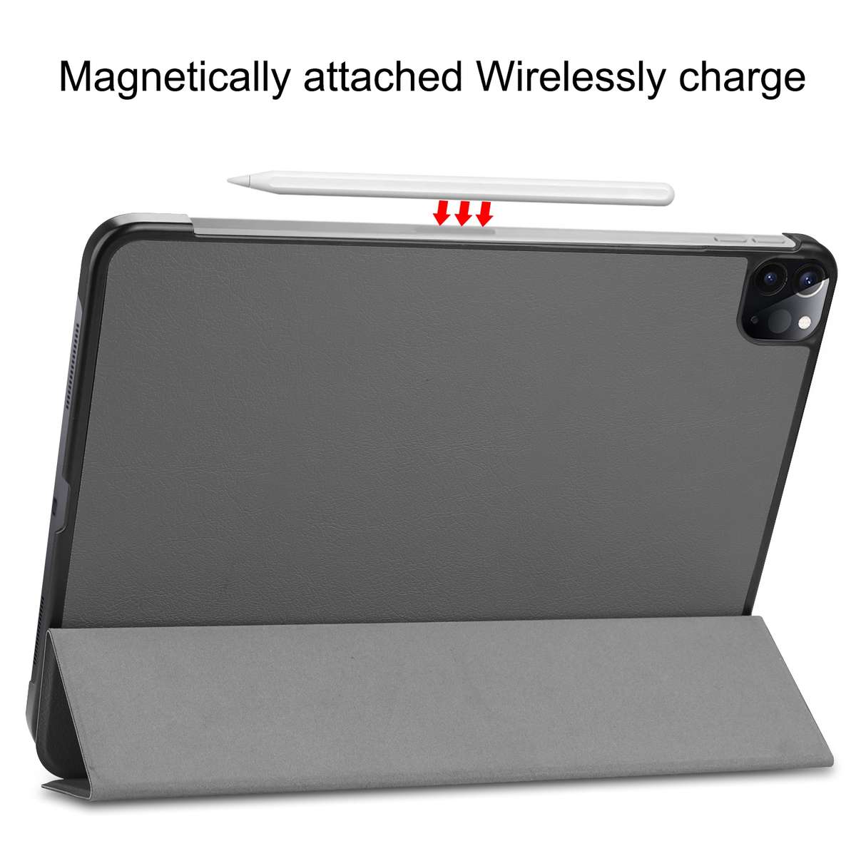 For iPad Air 13 2024 / Pro 12.9 2022 Custer Texture 3-folding Smart Leather Tablet Case(Grey)