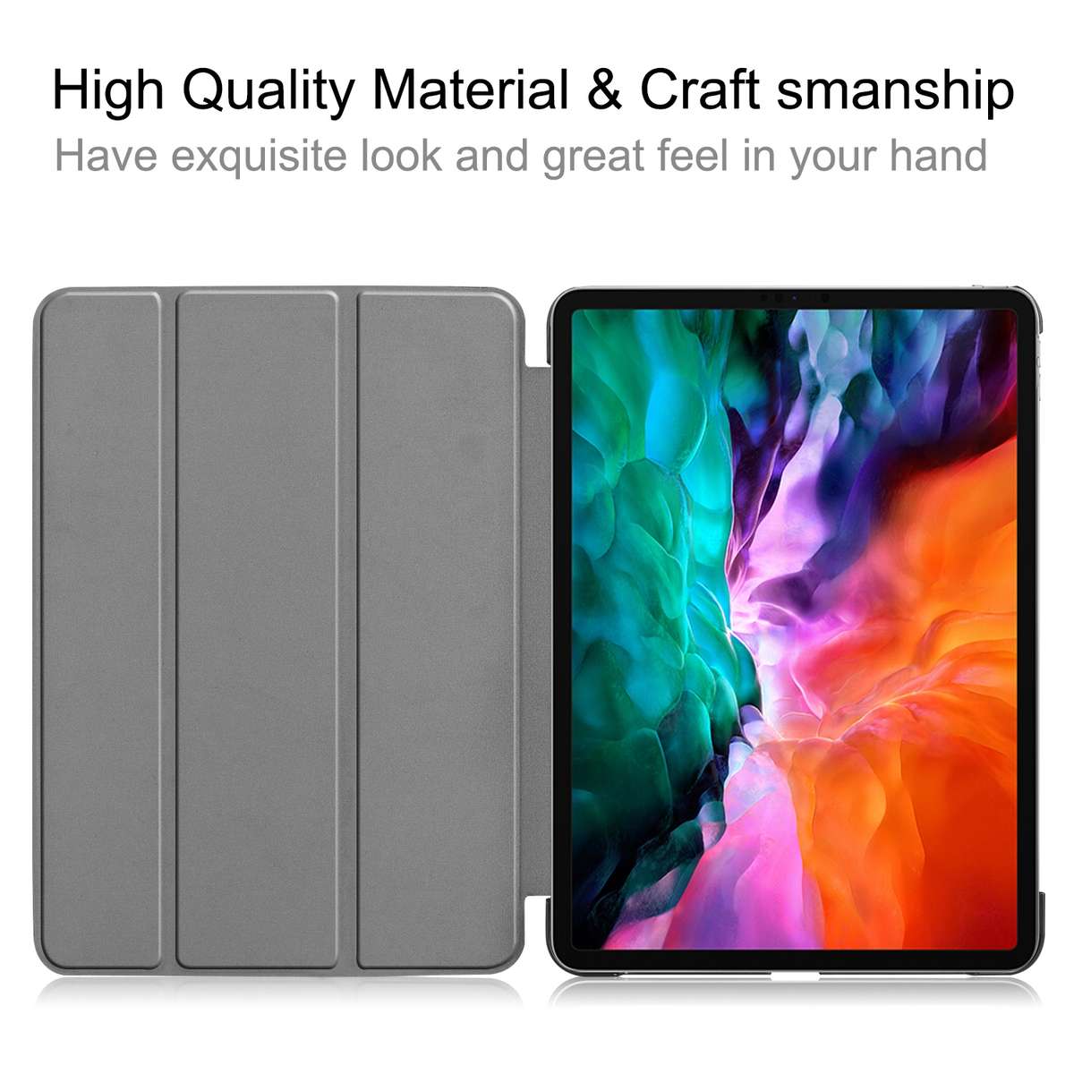 For iPad Air 13 2024 / Pro 12.9 2022 Custer Texture 3-folding Smart Leather Table ... (Dark Green)