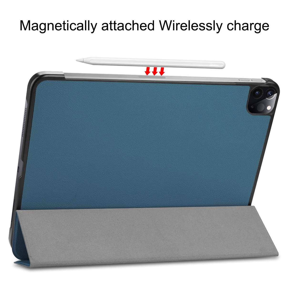 For iPad Air 13 2024 / Pro 12.9 2022 Custer Texture 3-folding Smart Leather Table ... (Dark Green)