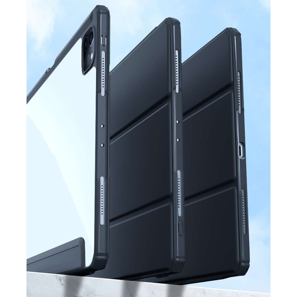 For iPad Pro 12.9 2022 / 2021 / 2020 Mutural Pinyue Series PC + TPU Horizontal Flip ... (Sky Blue)