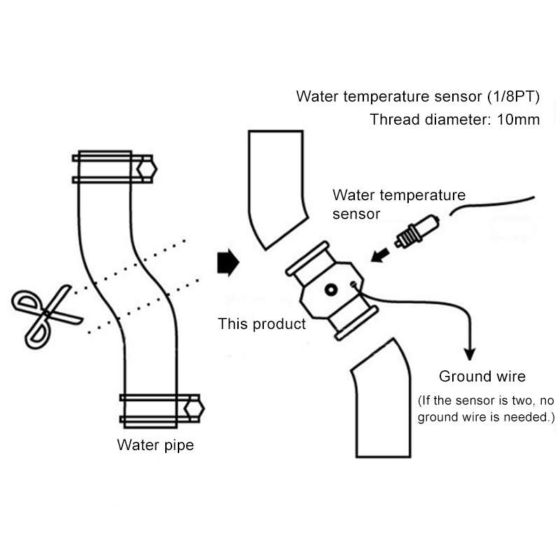 Car Water Temperature Meter Temperature Gauge Joint Pipe Radiator Sensor Adaptor Clamps, Size:40mm(B