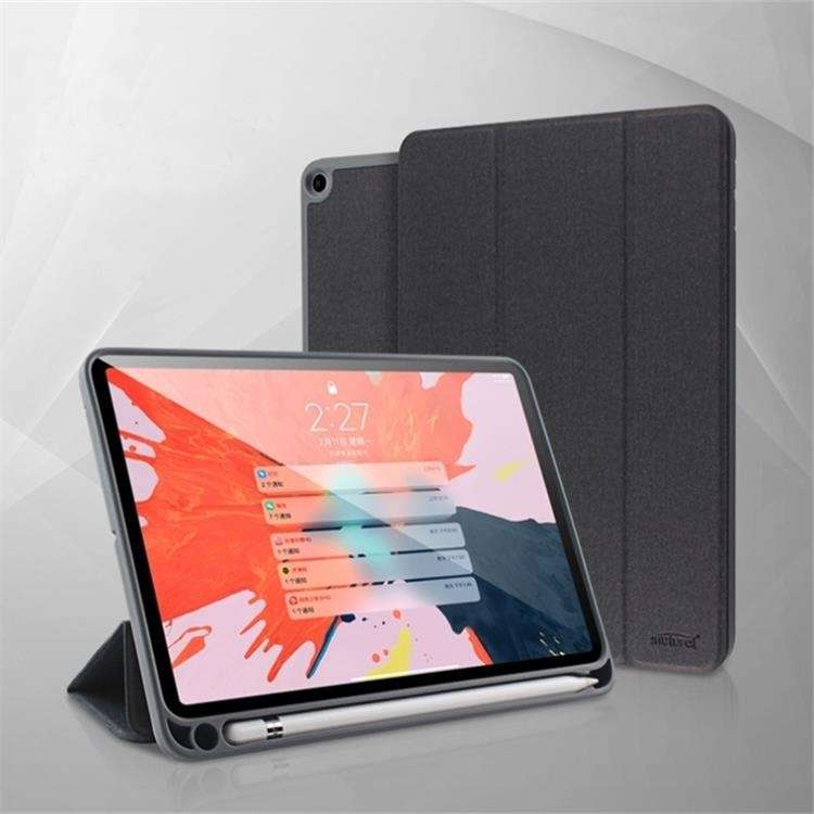 For iPad 10.2 Mutural YASHI Series TPU + PU Cloth Pattern Texture Horizontal Flip Leat ... (Black)