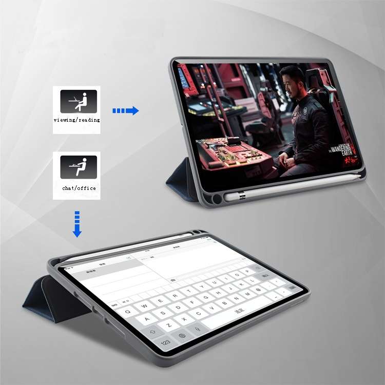For iPad 10.2 Mutural YASHI Series TPU + PU Cloth Pattern Texture Horizontal Flip Leat ... (Black)