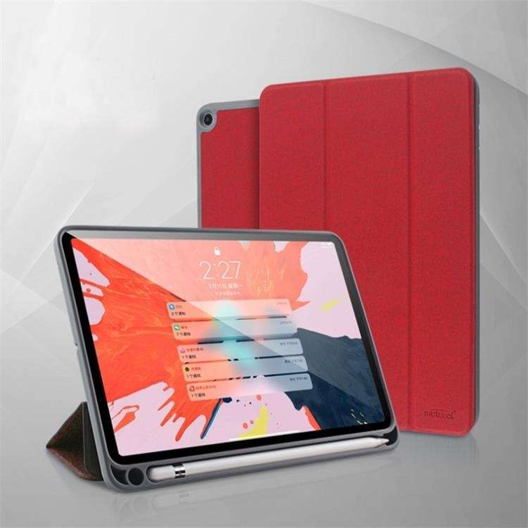 Mutural YASHI SeriesFor iPad 10.2 TPU + PU Cloth Pattern Texture Horizontal Flip Leather ... (Red)