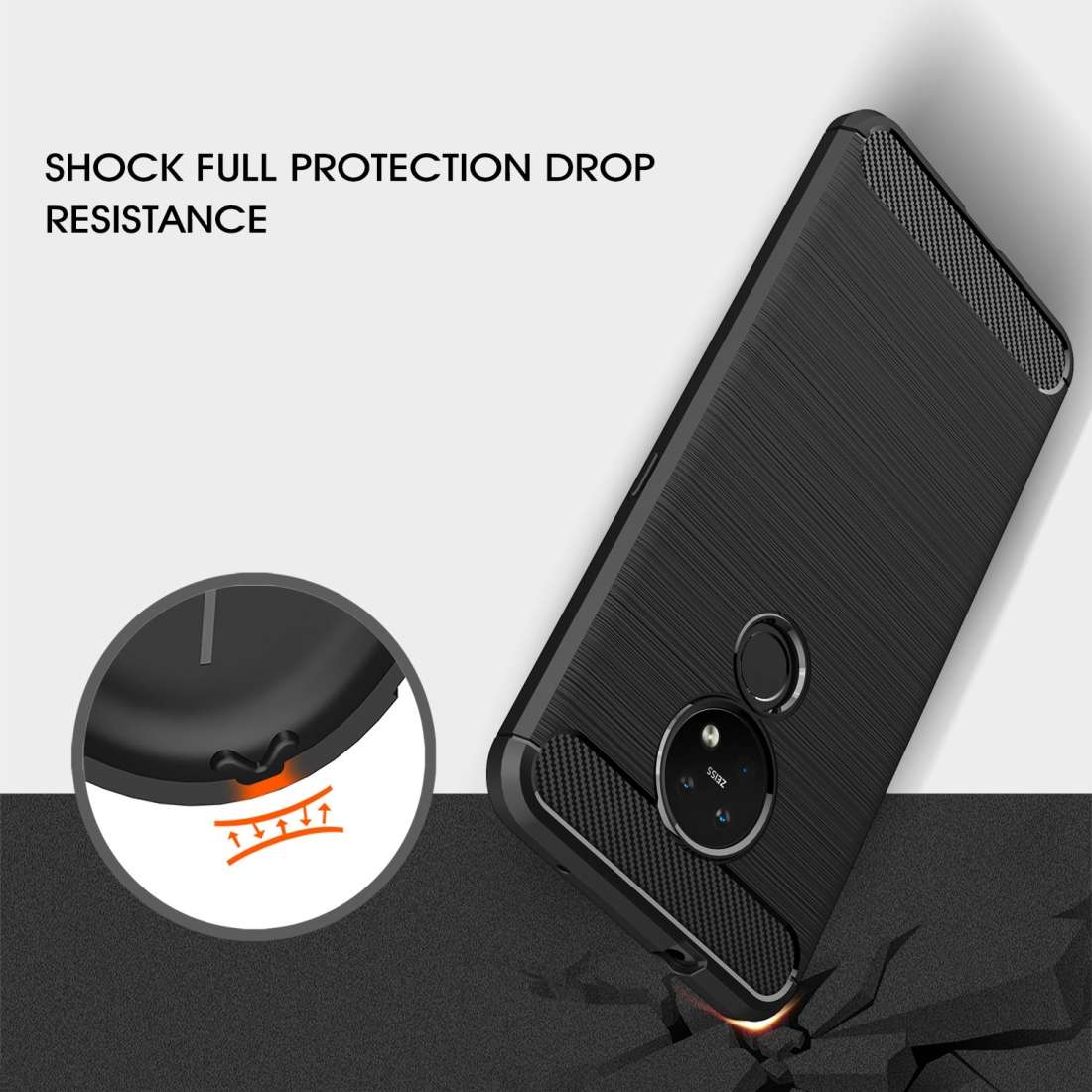 For Nokia 7.2 & 6.2 Brushed Texture Carbon Fiber TPU Protective Case(Red)