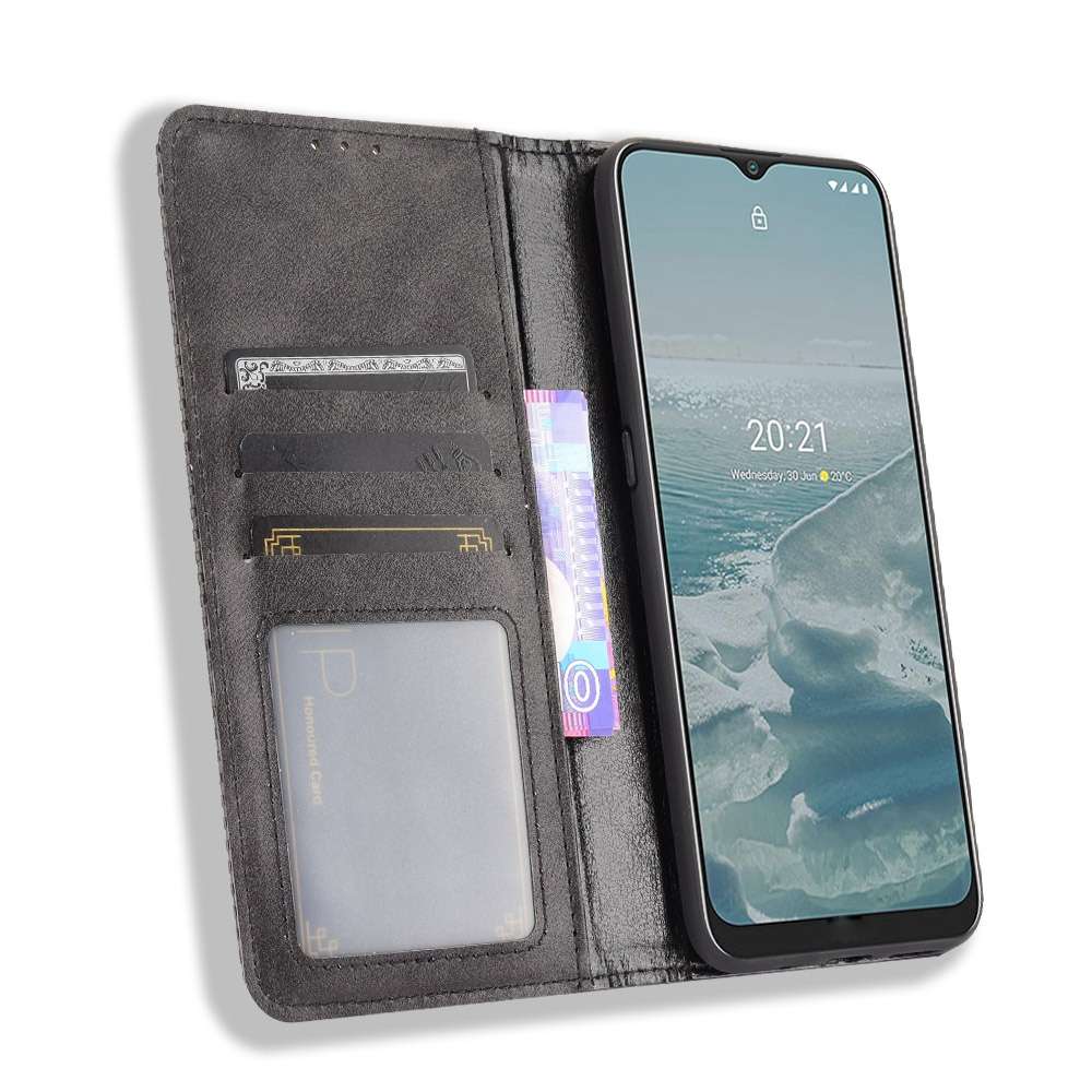 For Nokia G20 / G10 Magnetic Buckle Retro Crazy Horse Texture Horizontal Flip Leather ... (Black)
