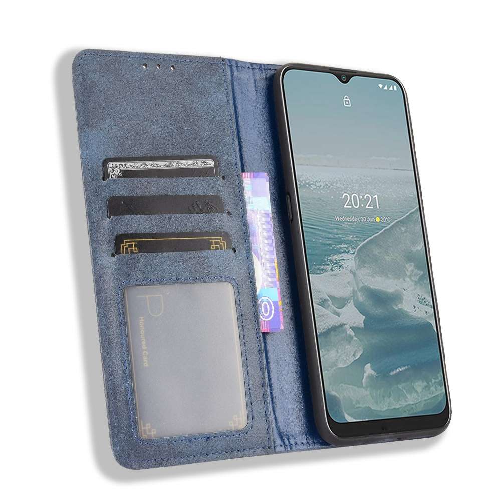 For Nokia G20 / G10 Magnetic Buckle Retro Crazy Horse Texture Horizontal Flip Leather C ... (Blue)