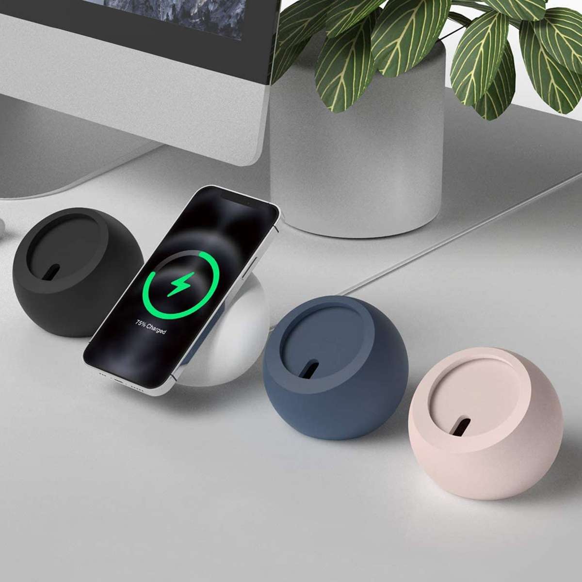 Silicone Pellet Magsafe Magnetic Charger Holder for iPhone 12 Series and Above(Grey)