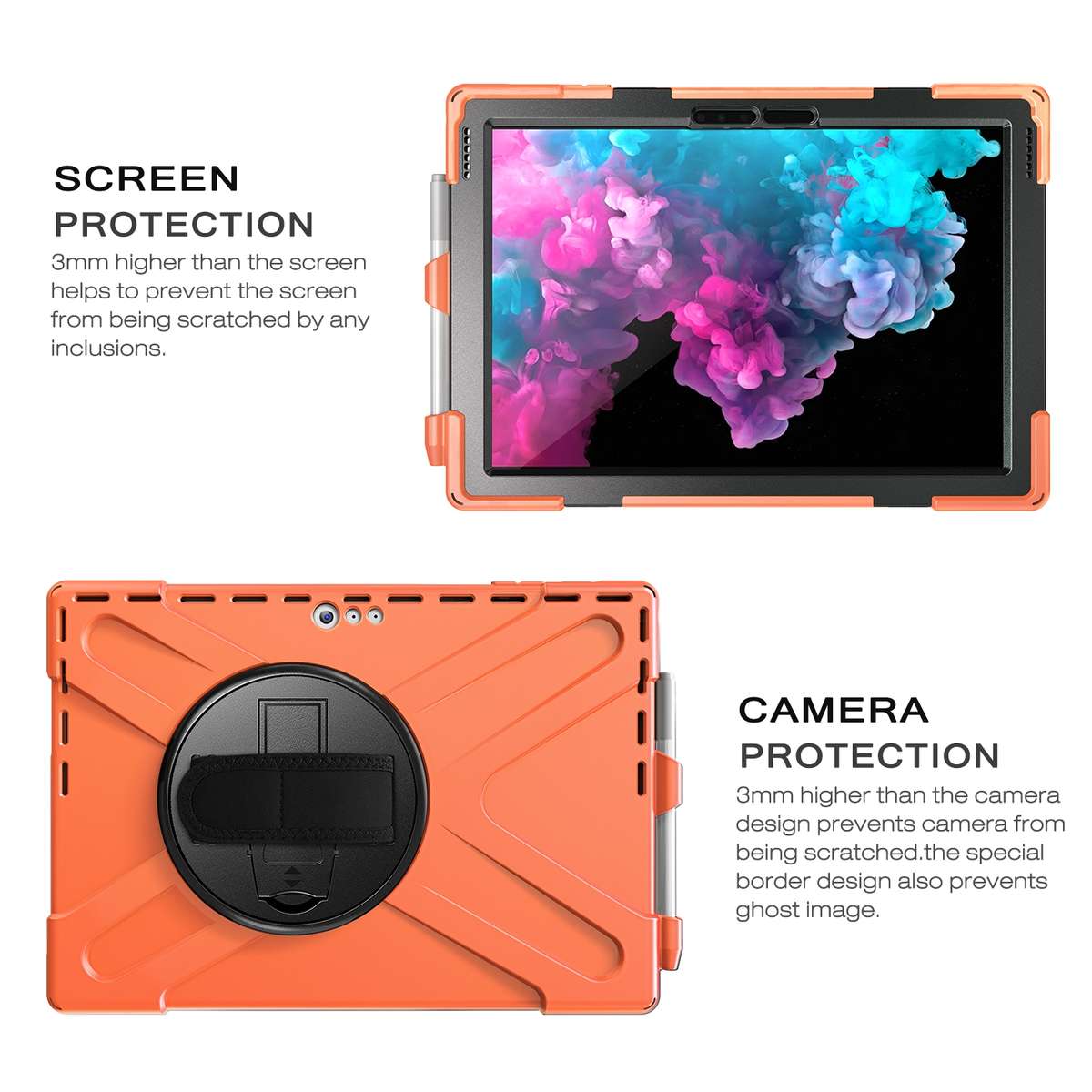 For Microsoft Surface Pro 4 / 5 Shockproof Colorful Silicone + PC Protective Case wit ... (Orange)