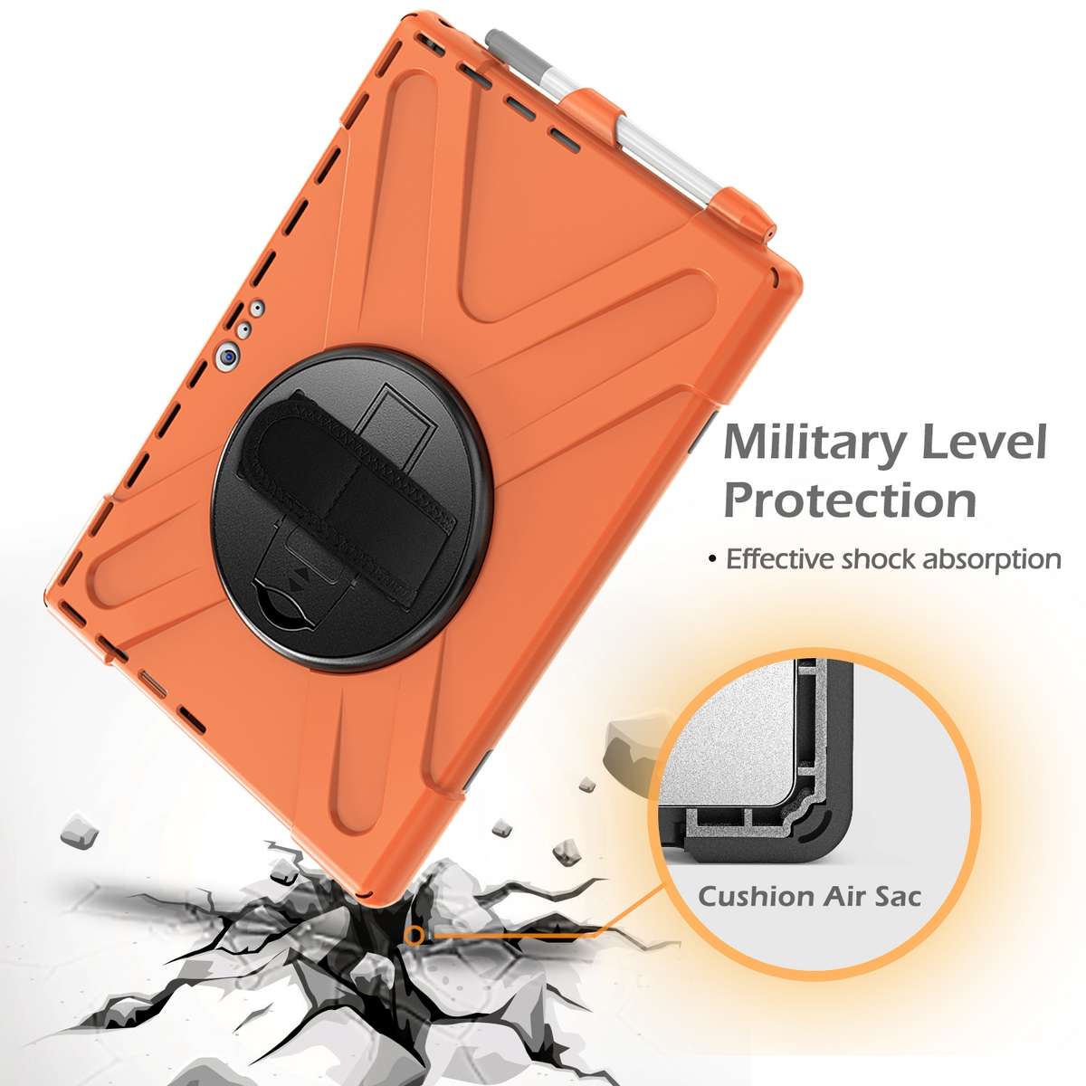 For Microsoft Surface Pro 4 / 5 Shockproof Colorful Silicone + PC Protective Case wit ... (Orange)