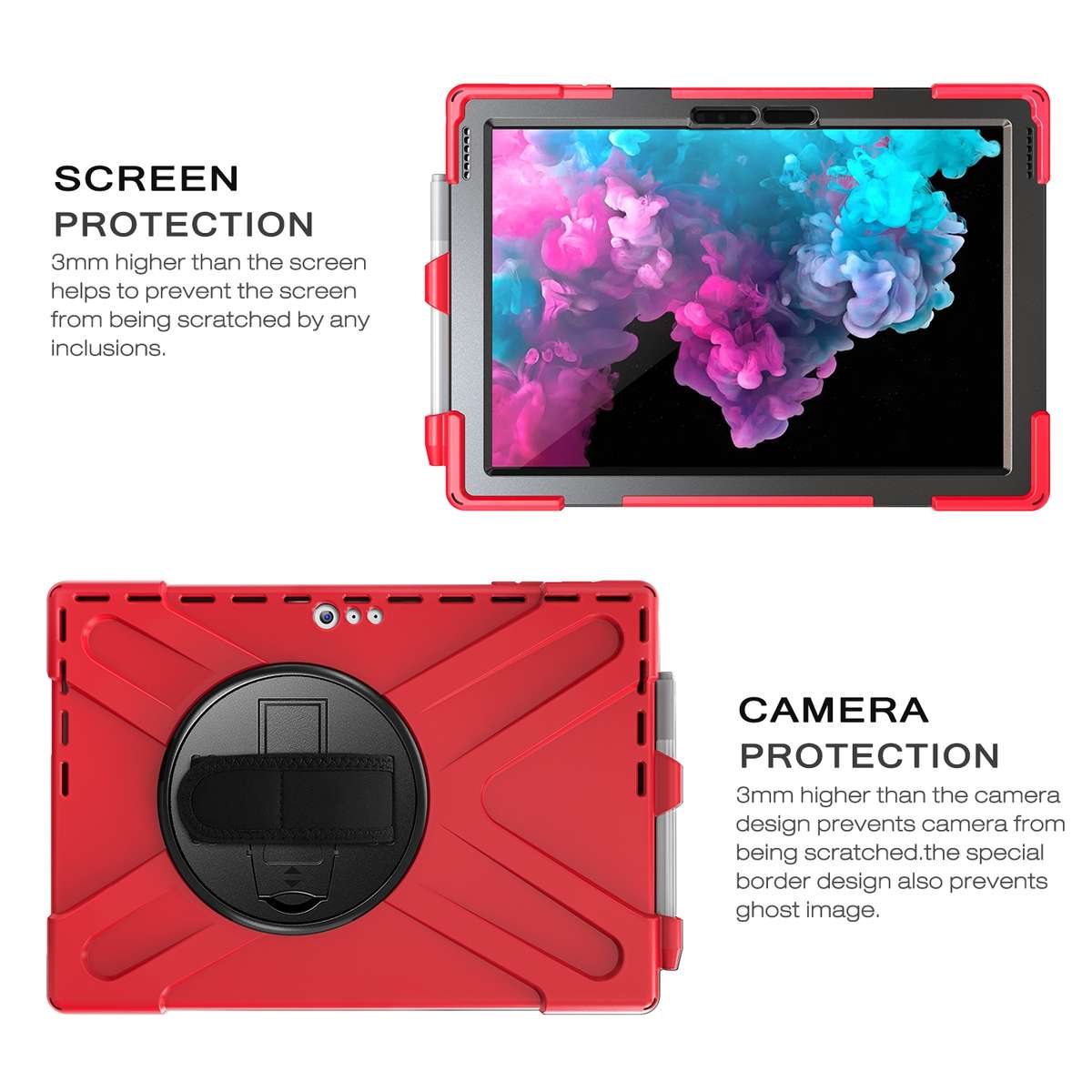 For Microsoft Surface Pro 4 / 5 Shockproof Colorful Silicone + PC Protective Case with H ... (Red)