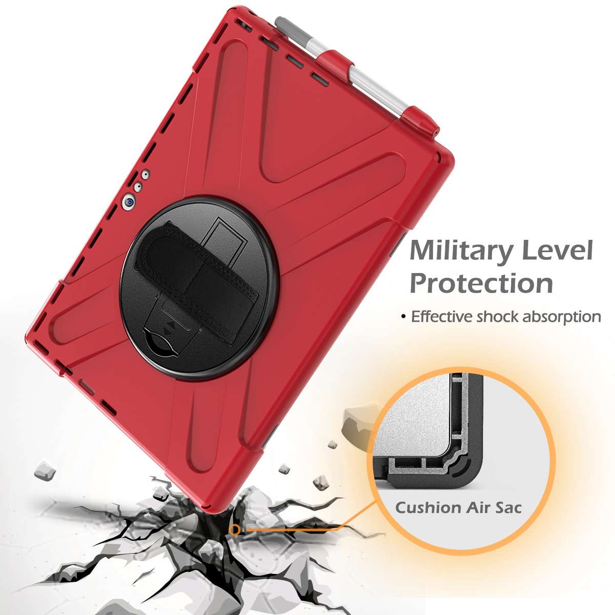 For Microsoft Surface Pro 4 / 5 Shockproof Colorful Silicone + PC Protective Case with H ... (Red)