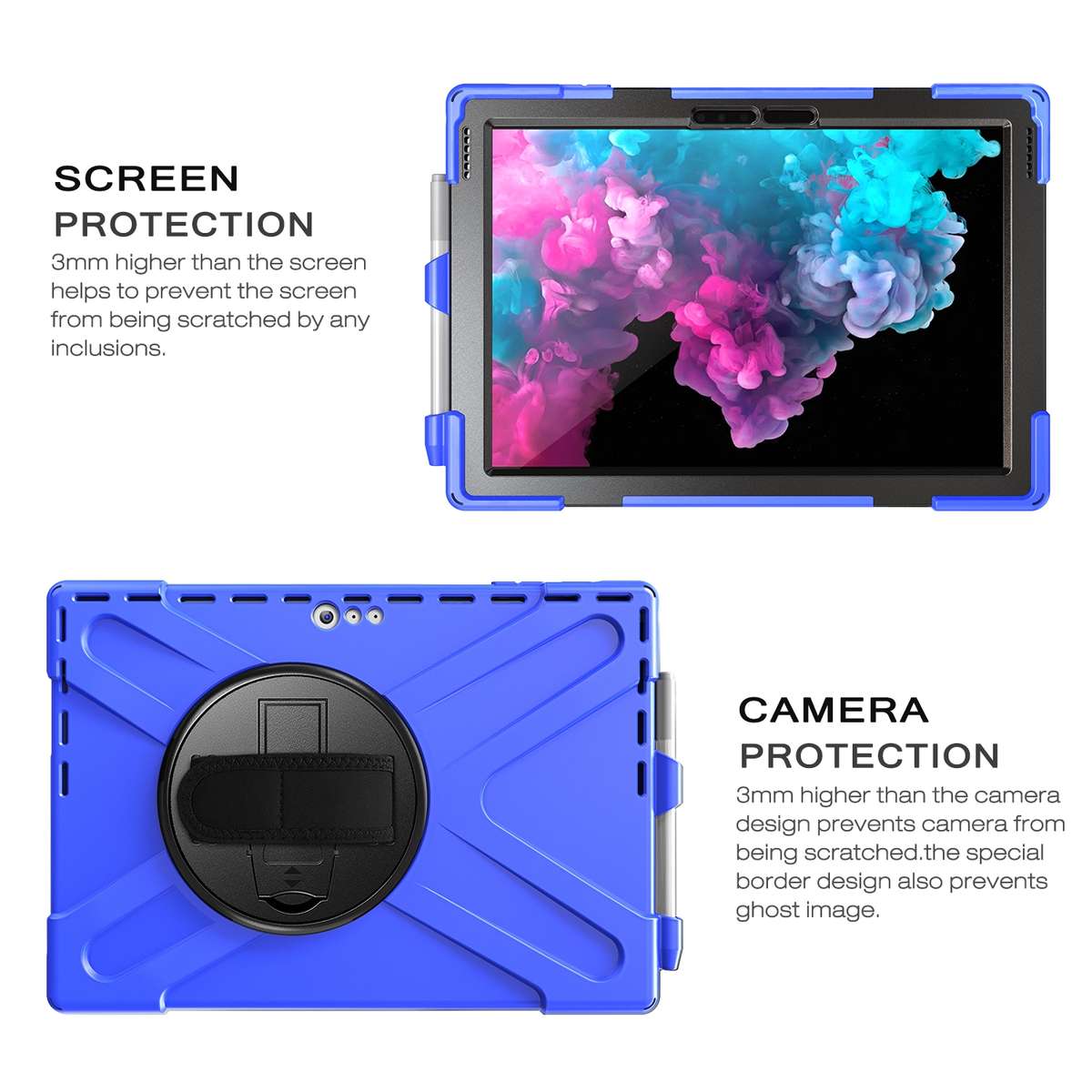 For Microsoft Surface Pro 4 / 5 Shockproof Colorful Silicone + PC Protective Case with ... (Blue)