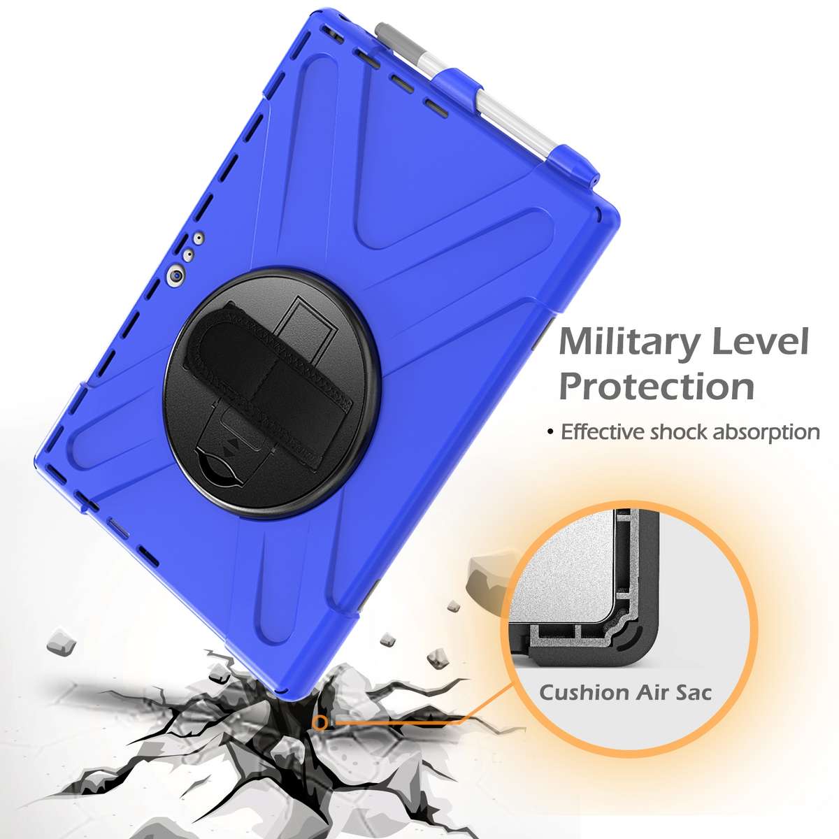 For Microsoft Surface Pro 4 / 5 Shockproof Colorful Silicone + PC Protective Case with ... (Blue)