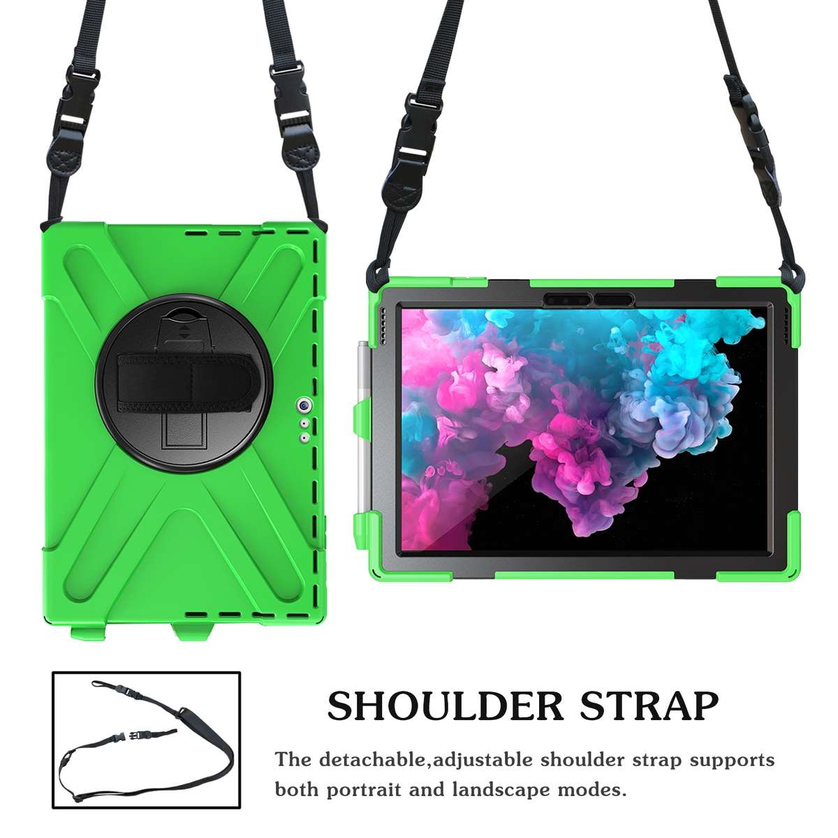 For Microsoft Surface Pro 4 / 5 Shockproof Colorful Silicone + PC Protective Case with ... (Green)