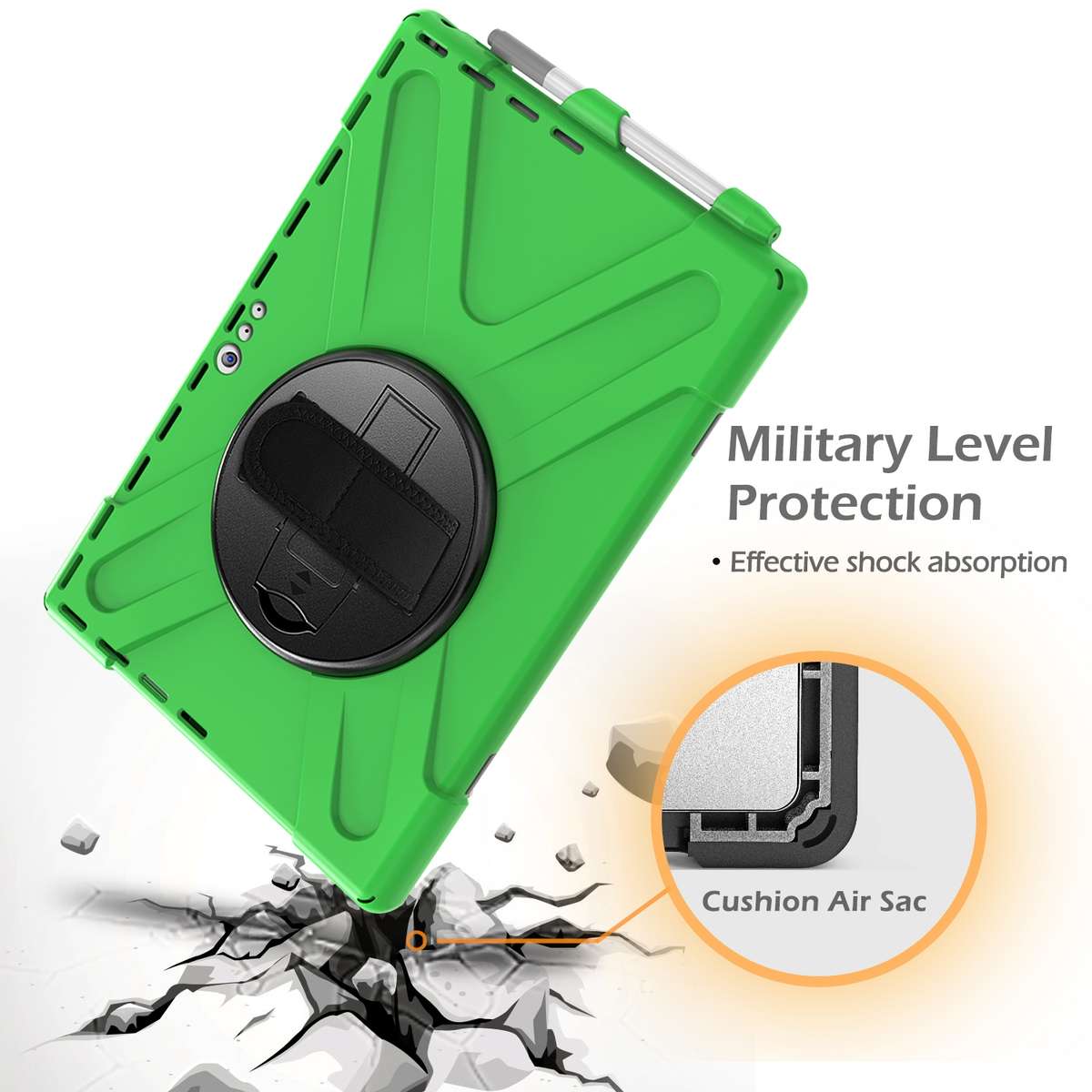 For Microsoft Surface Pro 4 / 5 Shockproof Colorful Silicone + PC Protective Case with ... (Green)