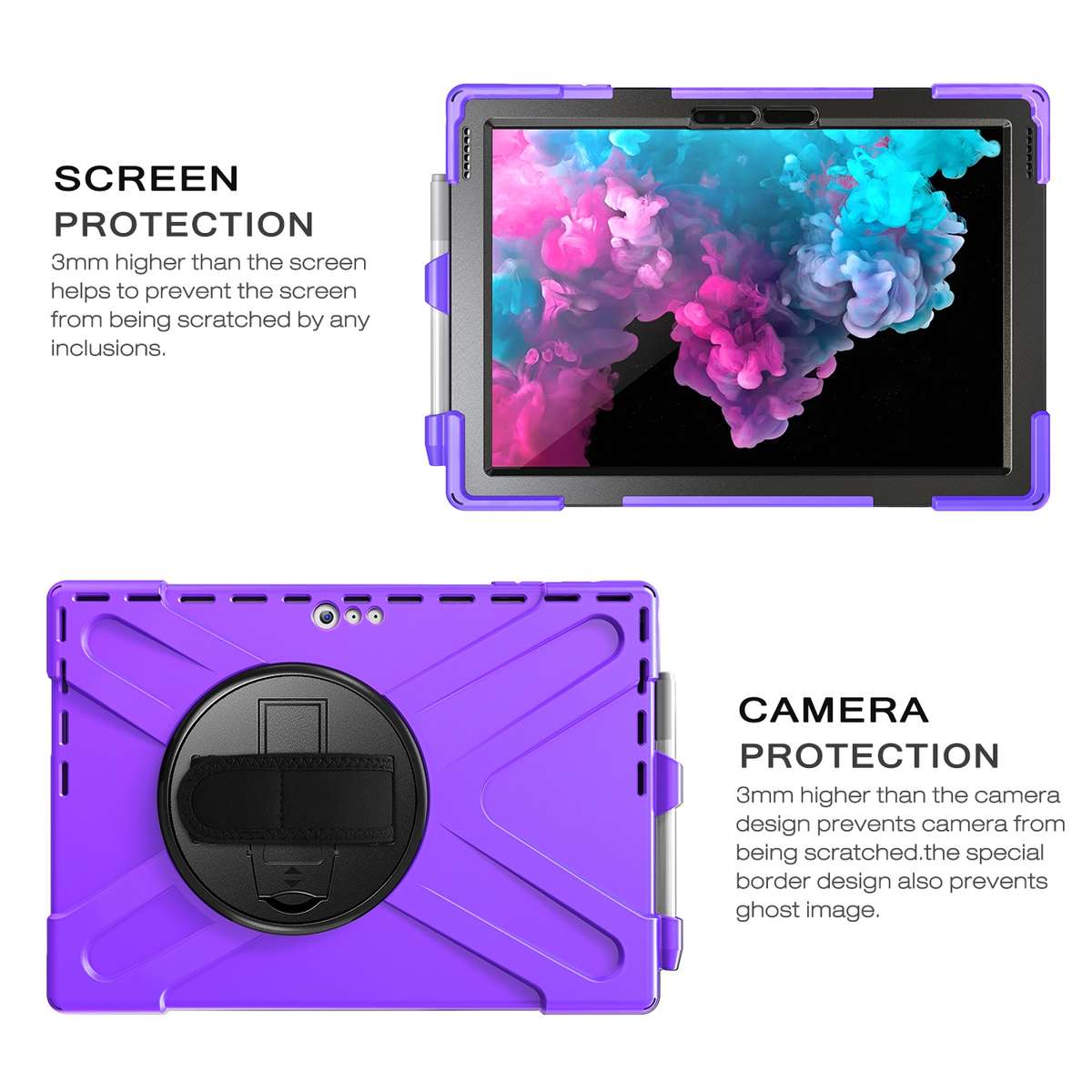 For Microsoft Surface Pro 4 / 5 Shockproof Colorful Silicone + PC Protective Case wit ... (Purple)