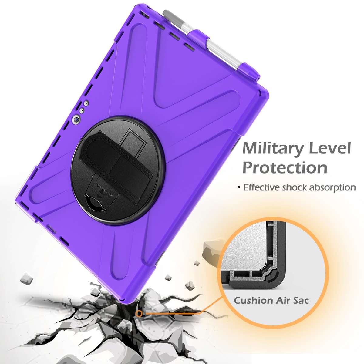 For Microsoft Surface Pro 4 / 5 Shockproof Colorful Silicone + PC Protective Case wit ... (Purple)