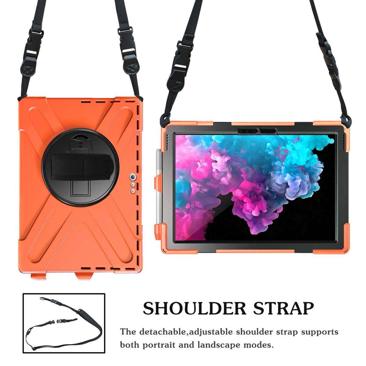 For Microsoft Surface Pro 4 / 5 / 6 / 7 / 7+ Shockproof Colorful Silicone + PC Protec ... (Orange)