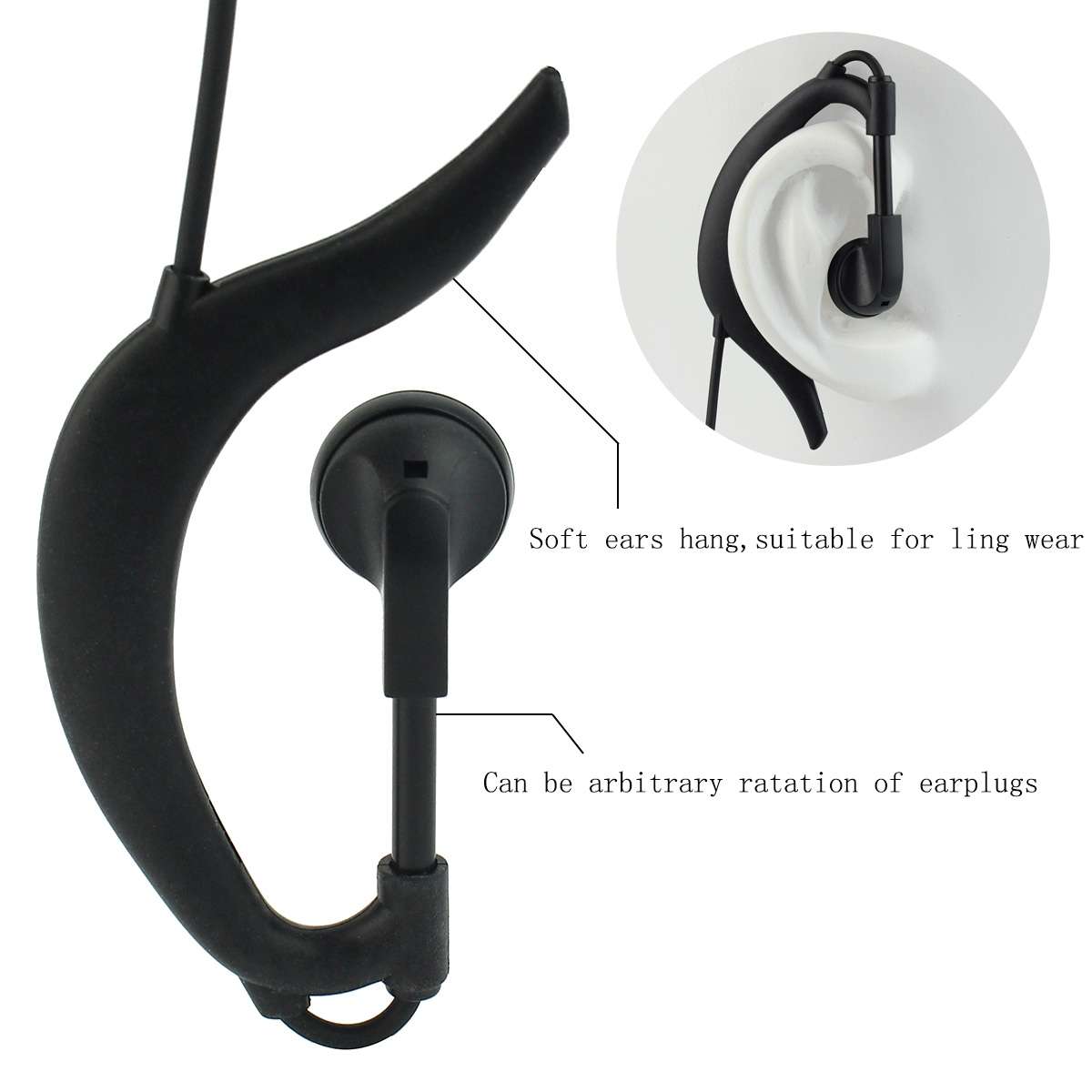 RETEVIS R-111 M Head 2 Pin PTT Adjustable Volume Earphone Microphone for Motorola GP68/GP88/GP300/