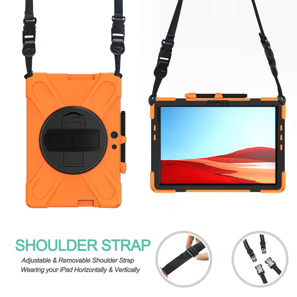 For Microsoft Surface Pro X / Pro X 2021 Shockproof Colorful Silicone + PC Protective ... (Orange)
