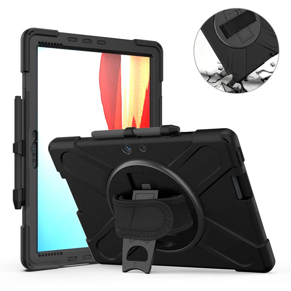 For Microsoft Surface Pro X / Pro X 2021 Shockproof Colorful Silicone + PC Protective ... (Black)