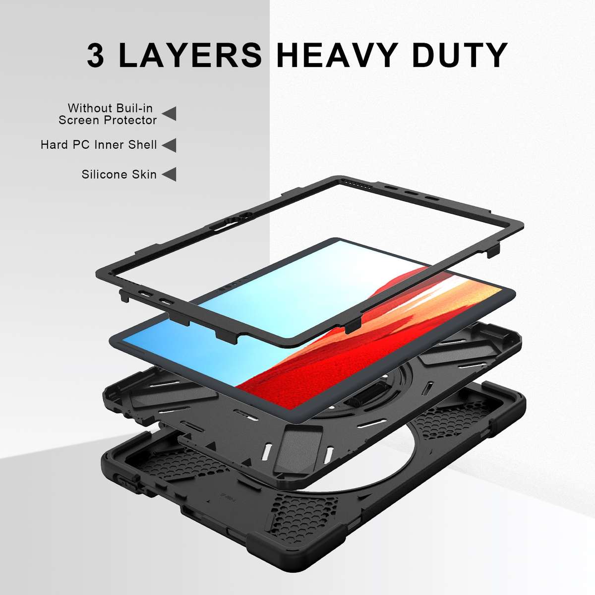 For Microsoft Surface Pro X / Pro X 2021 Shockproof Colorful Silicone + PC Protective ... (Black)