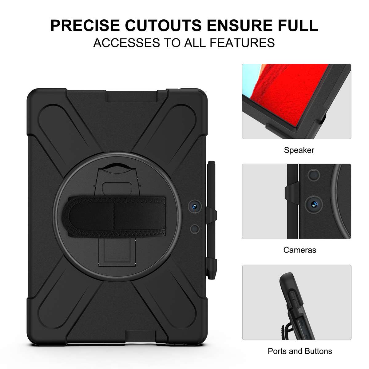 For Microsoft Surface Pro X / Pro X 2021 Shockproof Colorful Silicone + PC Protective ... (Black)