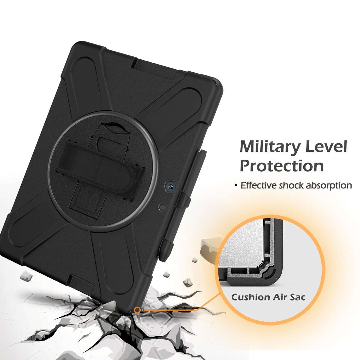 For Microsoft Surface Pro X / Pro X 2021 Shockproof Colorful Silicone + PC Protective ... (Black)