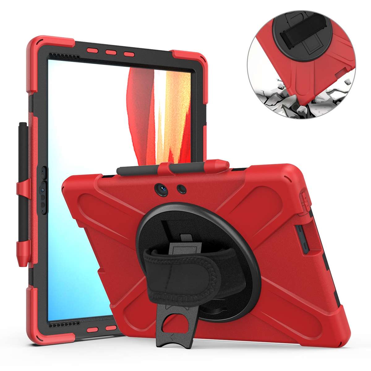 For Microsoft Surface Pro X / Pro X 2021 Shockproof Colorful Silicone + PC Protective Ca ... (Red)