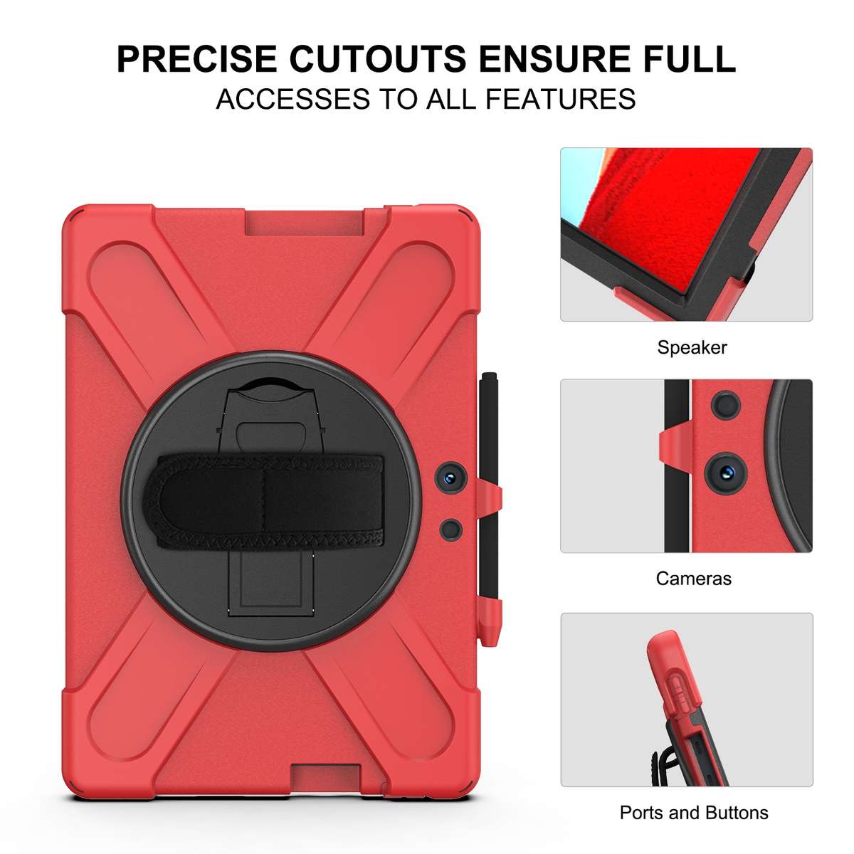 For Microsoft Surface Pro X / Pro X 2021 Shockproof Colorful Silicone + PC Protective Ca ... (Red)