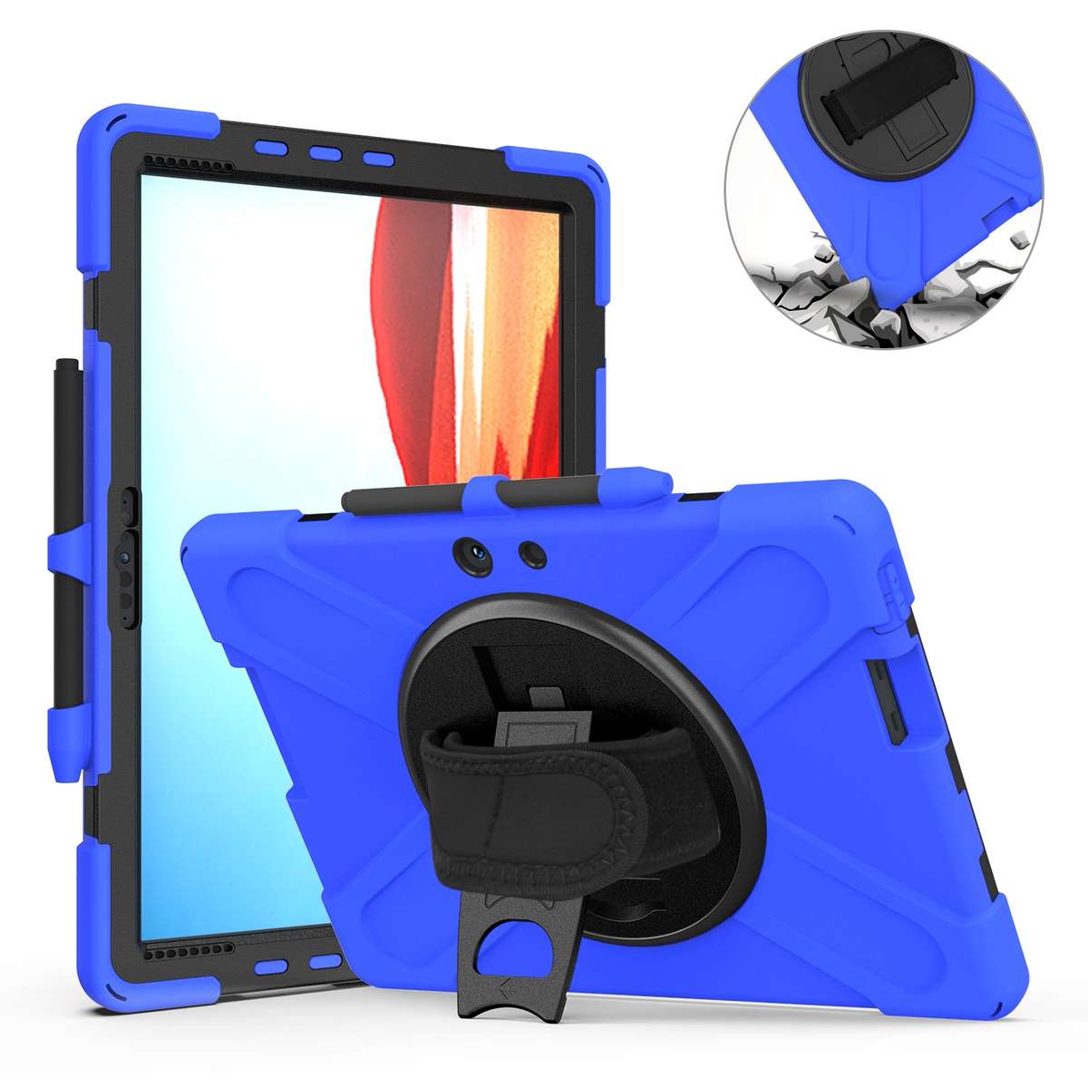 For Microsoft Surface Pro X / Pro X 2021 Shockproof Colorful Silicone + PC Protective C ... (Blue)