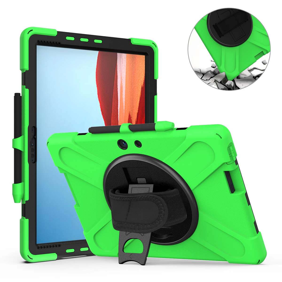 For Microsoft Surface Pro X / Pro X 2021 Shockproof Colorful Silicone + PC Protective ... (Green)