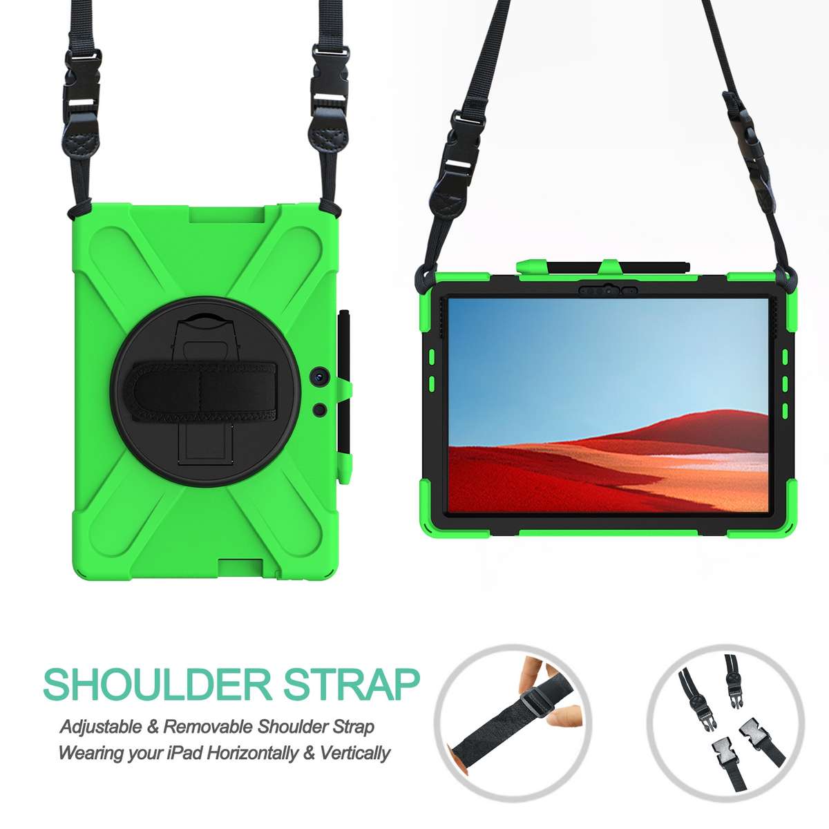 For Microsoft Surface Pro X / Pro X 2021 Shockproof Colorful Silicone + PC Protective ... (Green)