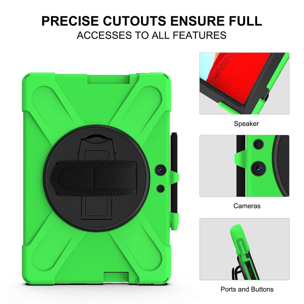 For Microsoft Surface Pro X / Pro X 2021 Shockproof Colorful Silicone + PC Protective ... (Green)