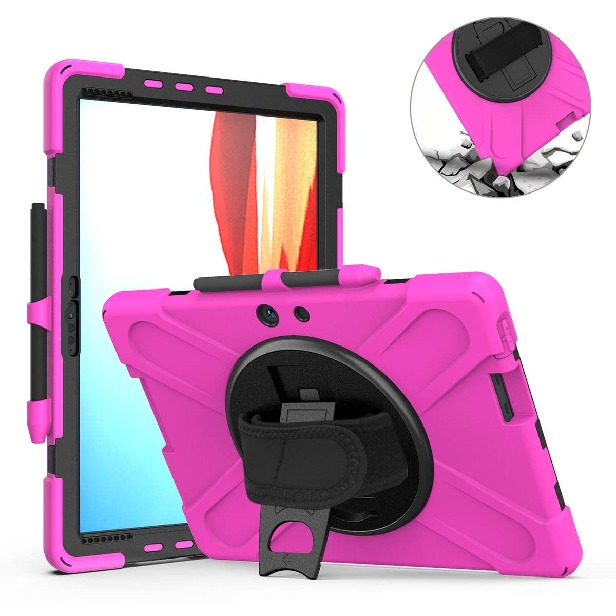 For Microsoft Surface Pro X / Pro X 2021 Shockproof Colorful Silicone + PC Protecti ... (Rose Red)