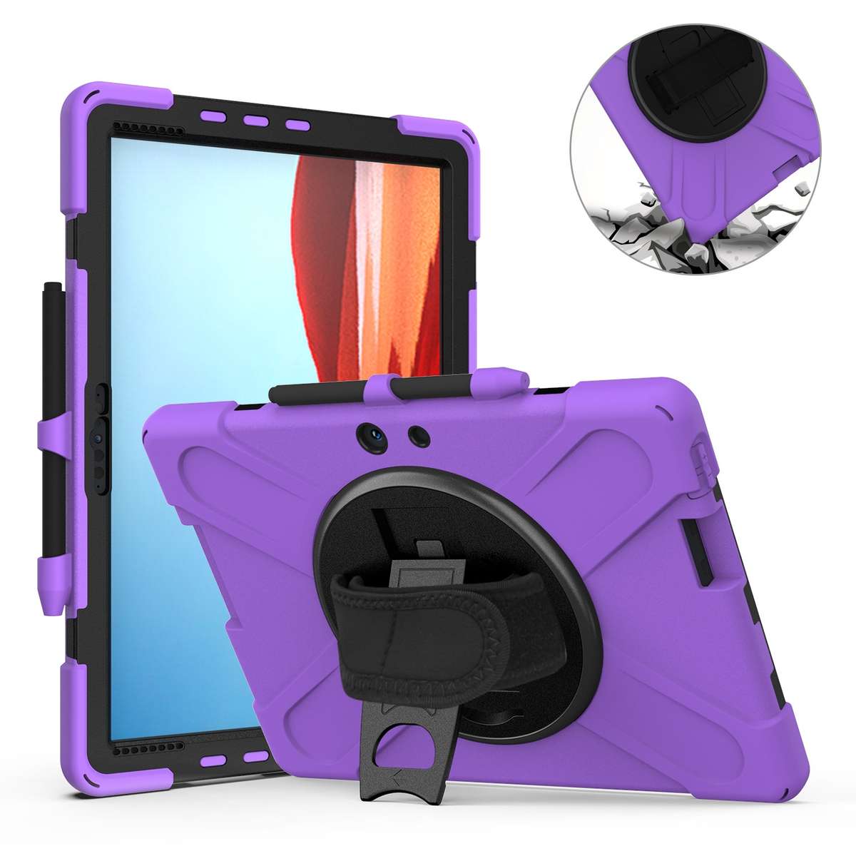 For Microsoft Surface Pro X / Pro X 2021 Shockproof Colorful Silicone + PC Protective ... (Purple)
