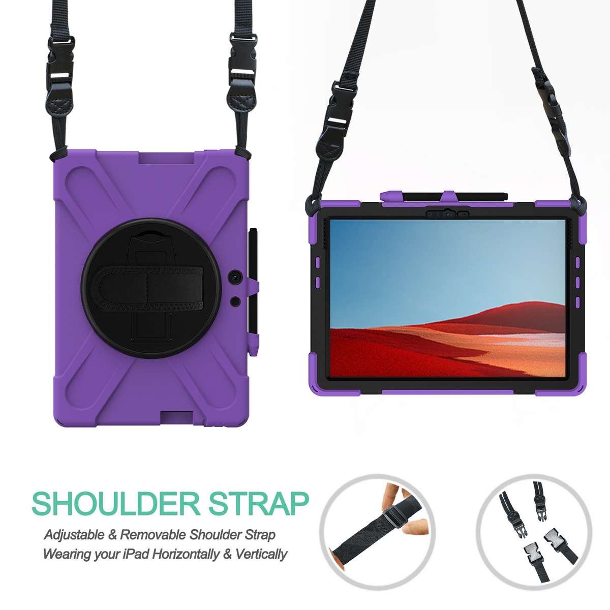 For Microsoft Surface Pro X / Pro X 2021 Shockproof Colorful Silicone + PC Protective ... (Purple)
