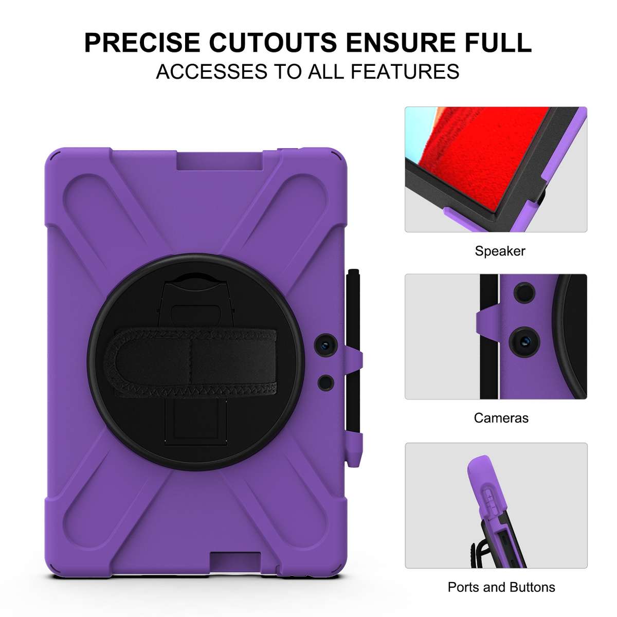 For Microsoft Surface Pro X / Pro X 2021 Shockproof Colorful Silicone + PC Protective ... (Purple)