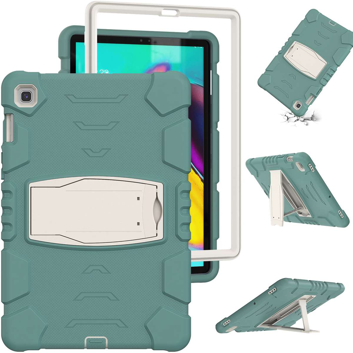 3-Layer Protection Screen Frame + PC + Silicone Shockproof Combination Case wi ... (Emerald Green)