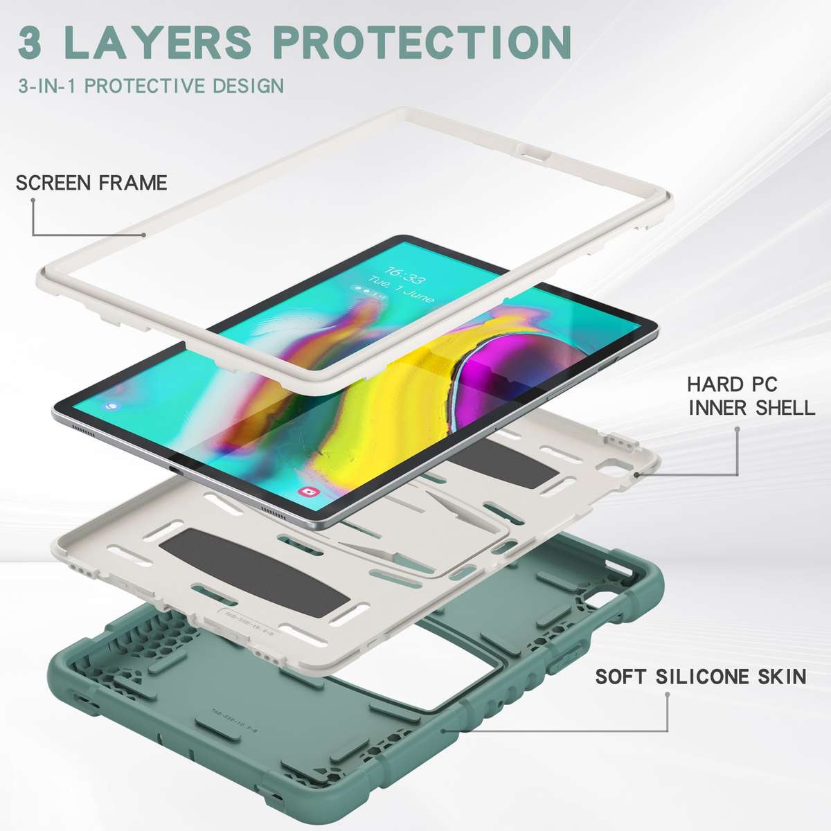 3-Layer Protection Screen Frame + PC + Silicone Shockproof Combination Case wi ... (Emerald Green)