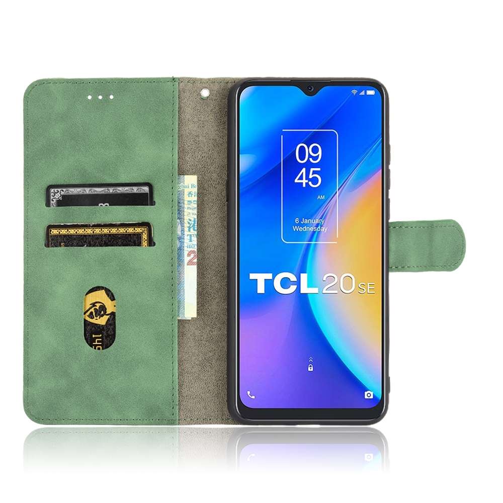 For TCL 20 SE Solid Color Skin Feel Magnetic Buckle Horizontal Flip Calf Texture PU Le ... (Green)