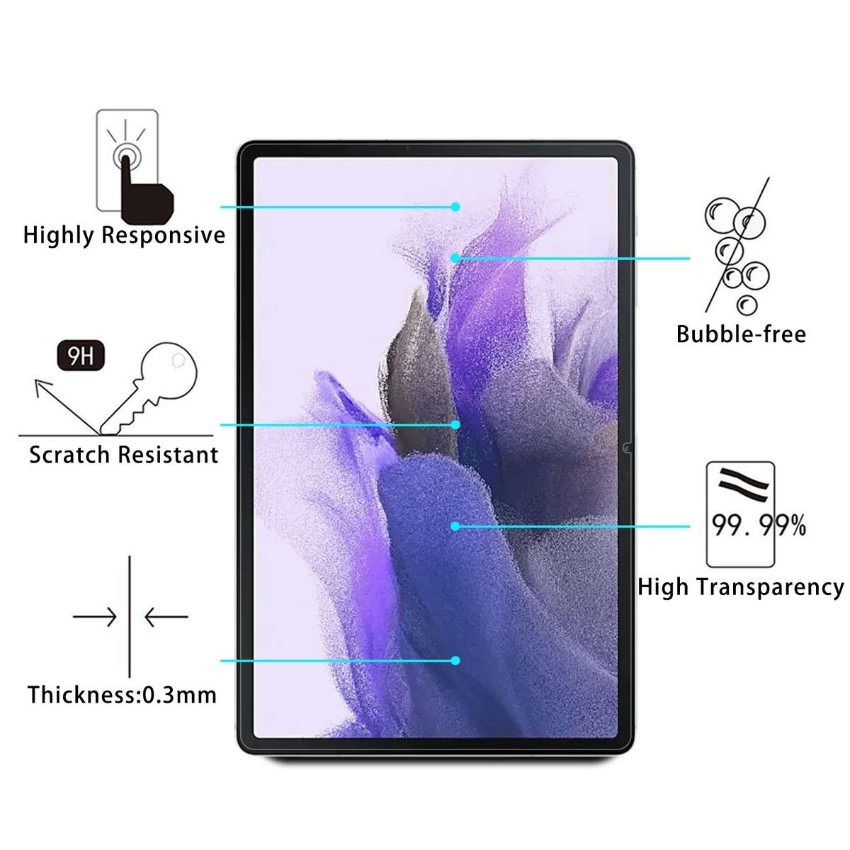 For Samsung Galaxy Tab S7 FE Full Screen HD PET Screen Protector